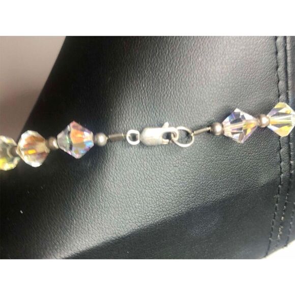 1301 Sterling silver 925 Austrian Crystal & Pearl Necklace 15.5" long - Picture 3 of 3